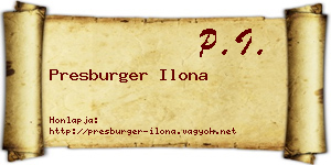 Presburger Ilona névjegykártya